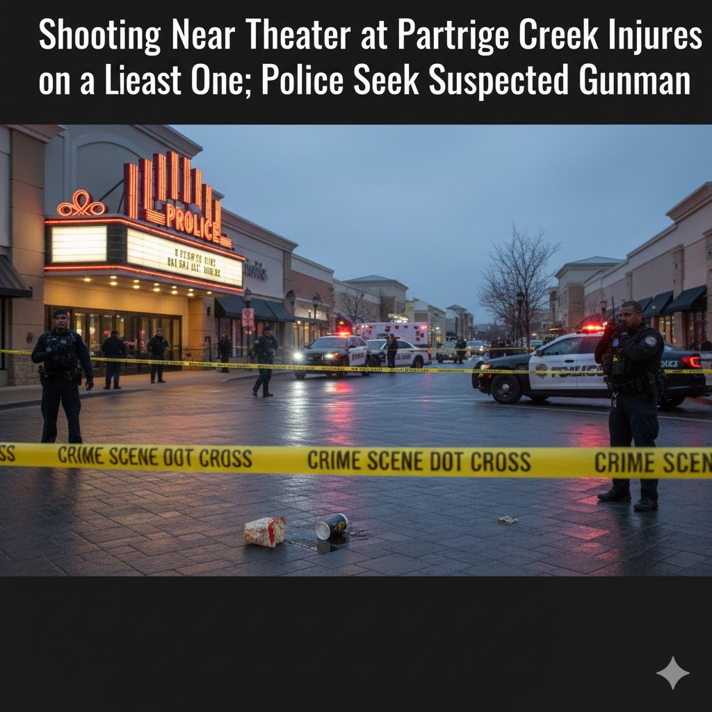 Shooting Near Theater at Partridge Creek Injures at Least One; Police Seek Suspected Gunman