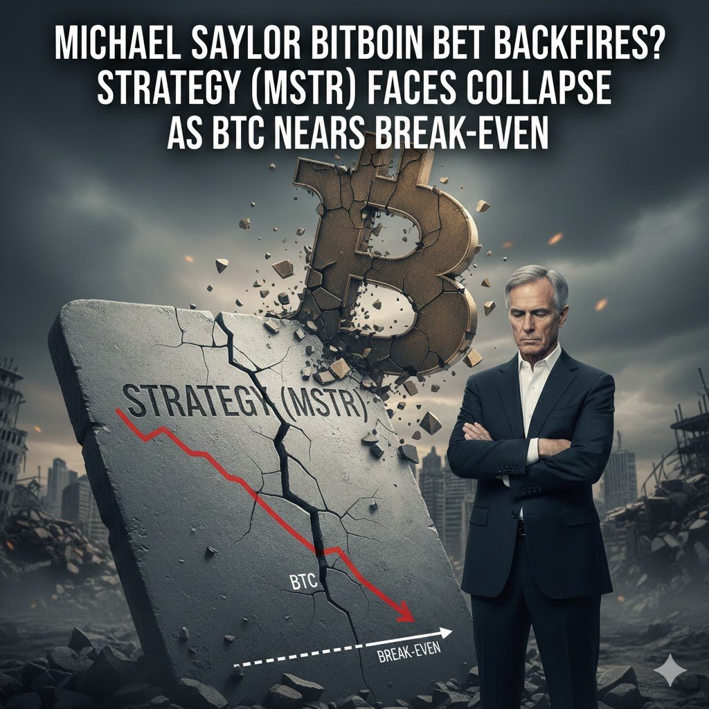 Michael Saylor Bitcoin Bet Backfires? Strategy (MSTR) Faces Collapse as BTC Nears Break-Even