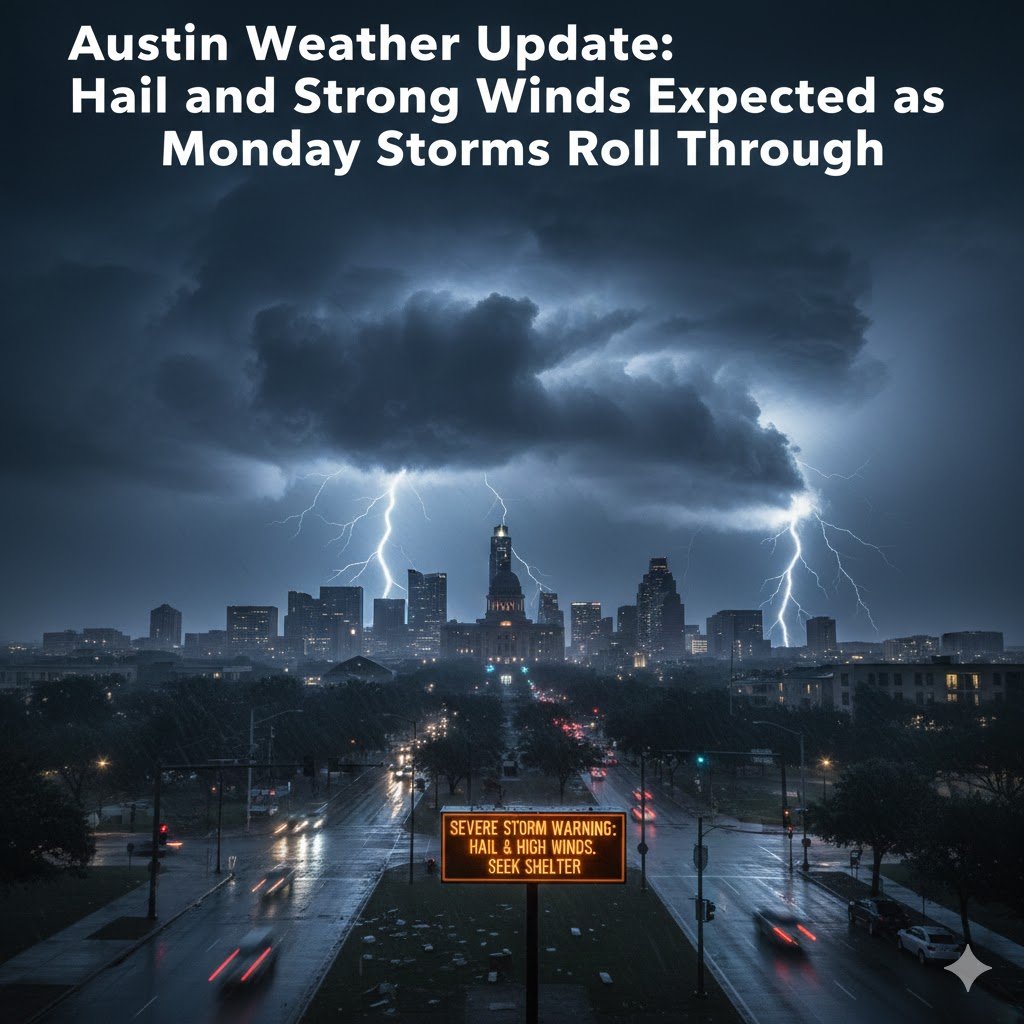 Austin Weather Update: Hail and Strong Winds Expected as Monday Storms Roll Through